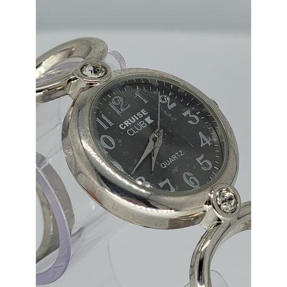 Cruise Club Silver Tone Dial Round Case Hinge Bracelet Band Watch